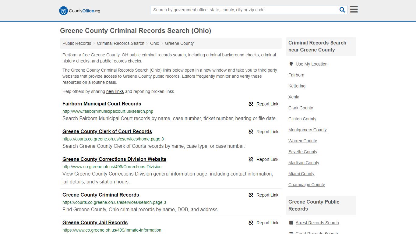 Greene County Criminal Records Search (Ohio) - County Office